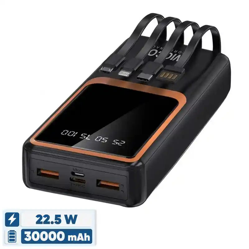 پاوربانک 22.5 وات ویکو مدل WP-3۳ظرفیت 30000 میلی‌آمپرساعت